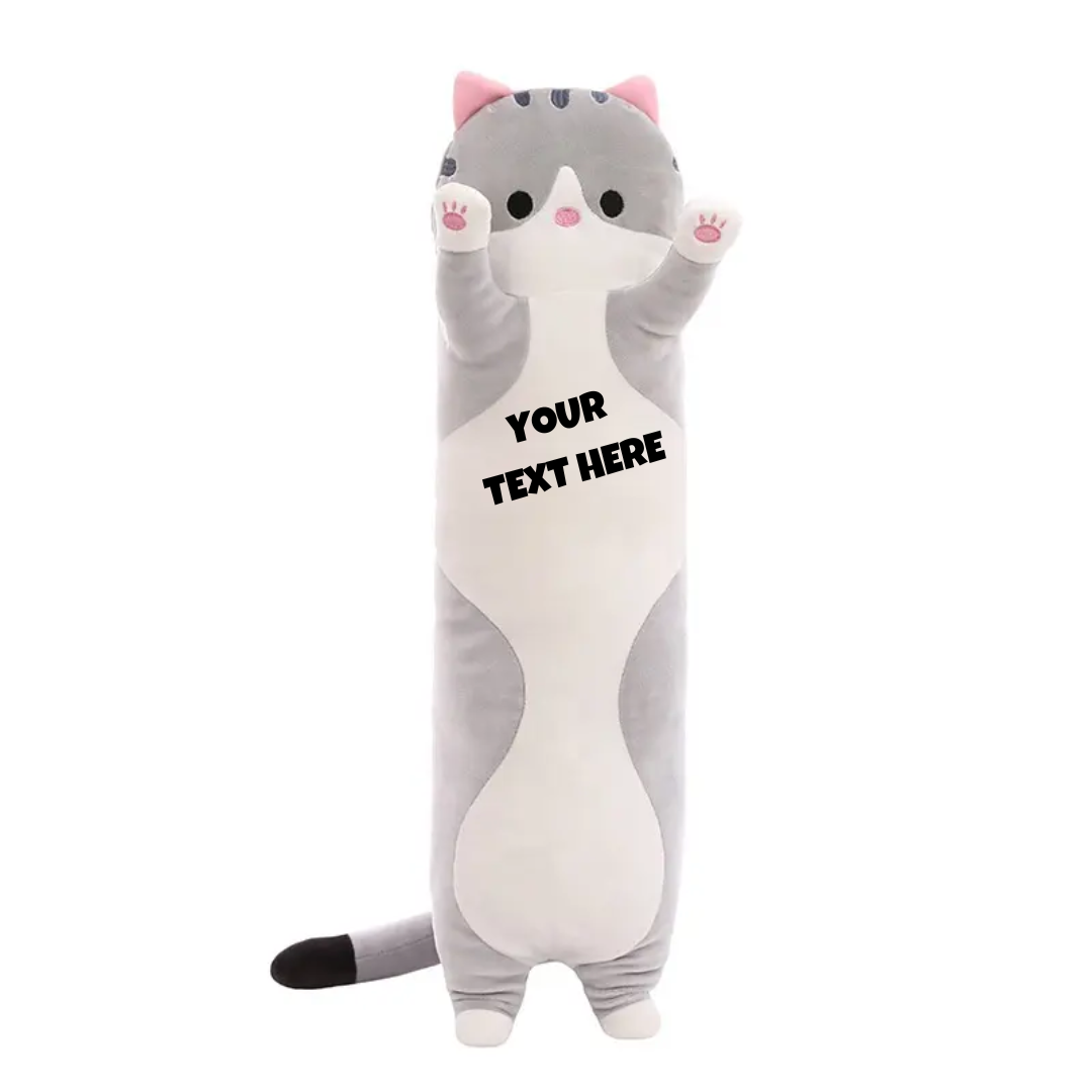 Grey Long Cat Plush Pillow
