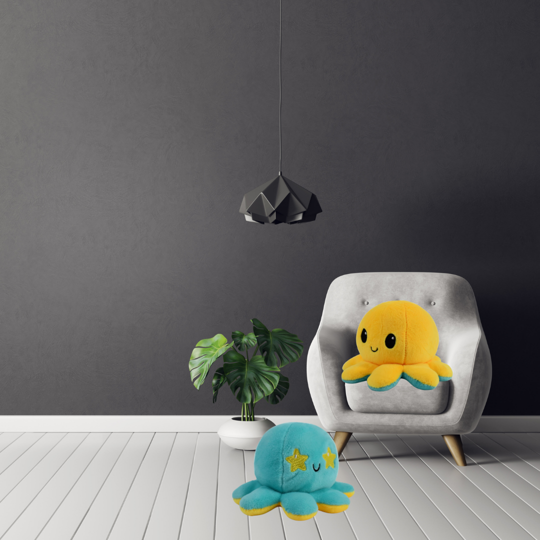 HAPPY YELLOW & STARRY EYES BLUE REVERSIBLE PLUSH