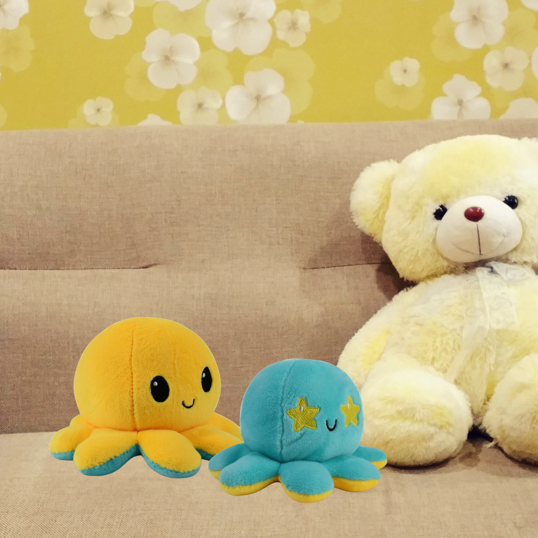 HAPPY YELLOW & STARRY EYES BLUE REVERSIBLE PLUSH