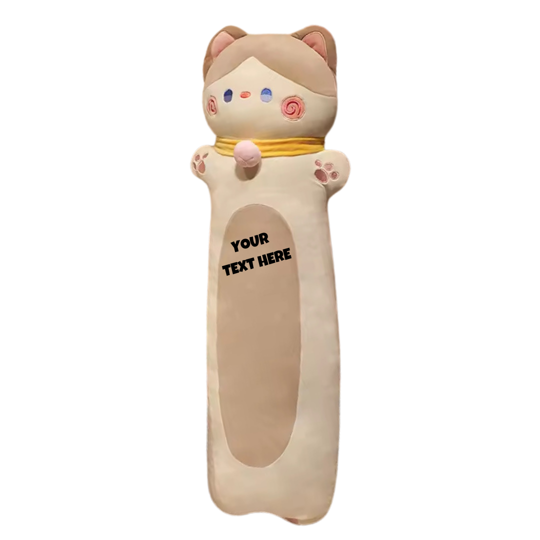 NECK BALL CREAM LONG CAT PLUSH TOY