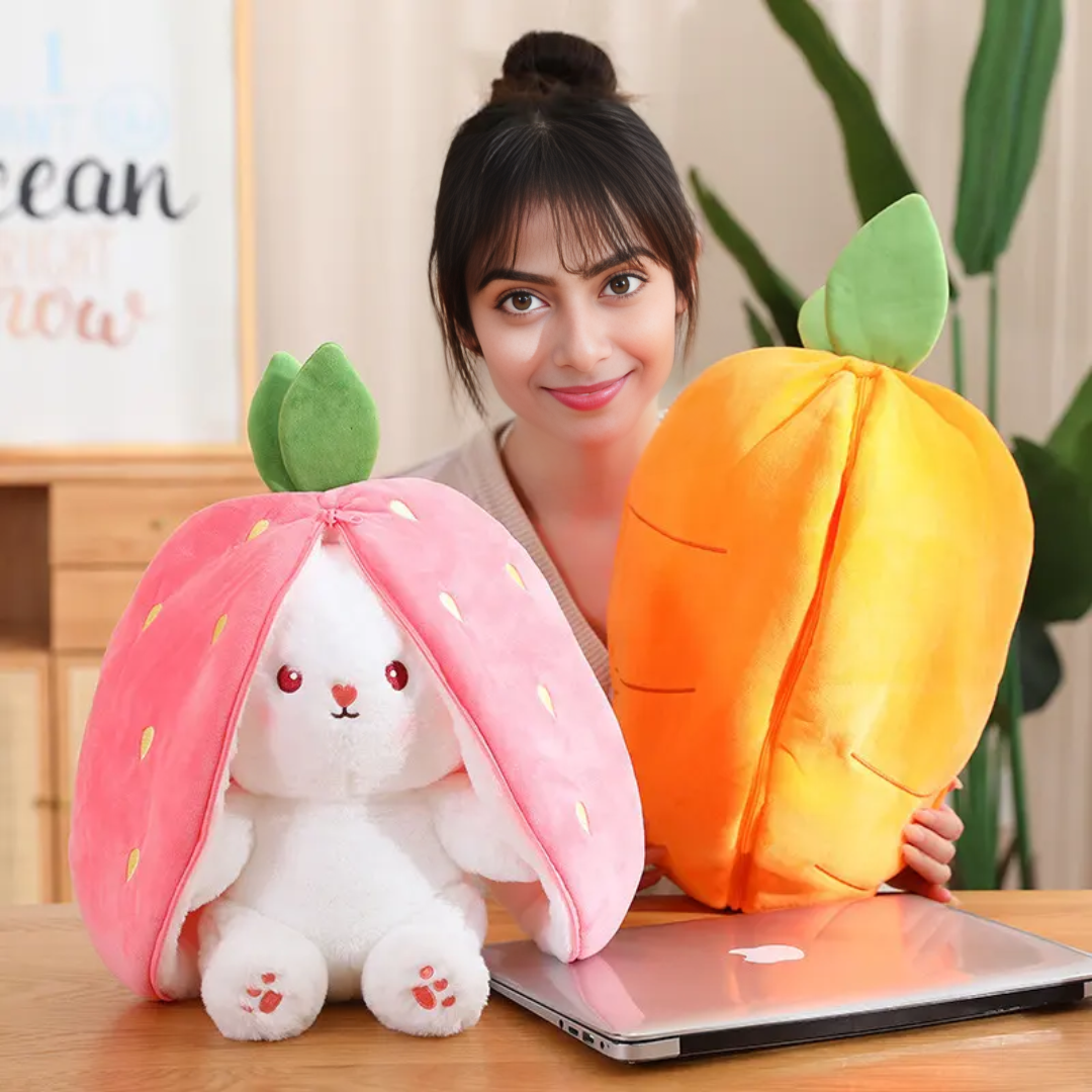 Carrot Bunny Reversible Plush