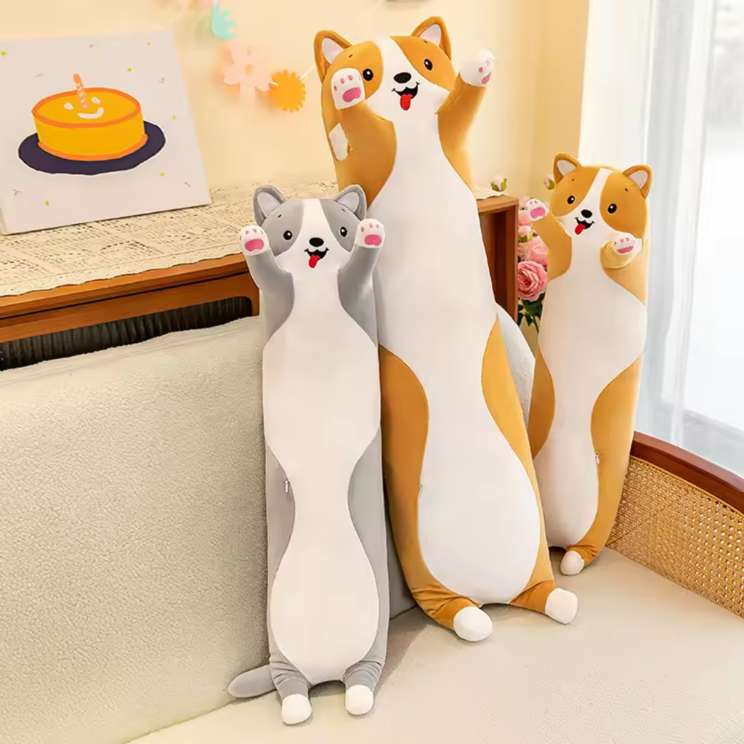 ORANGE LONG DOG PLUSH PILLOW