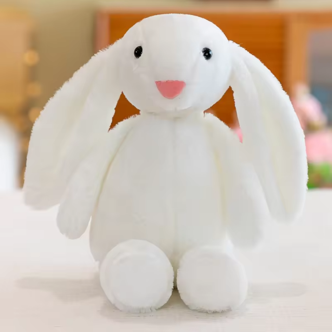 WHITE LONG EAR SIMPLE BUNNY PLUSH TOY