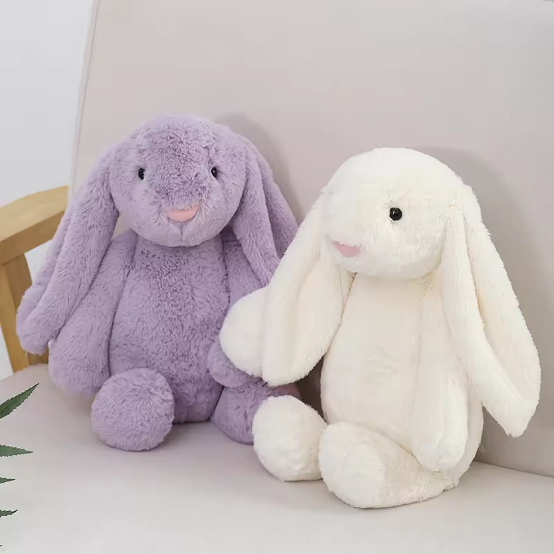 WHITE LONG EAR SIMPLE BUNNY PLUSH TOY