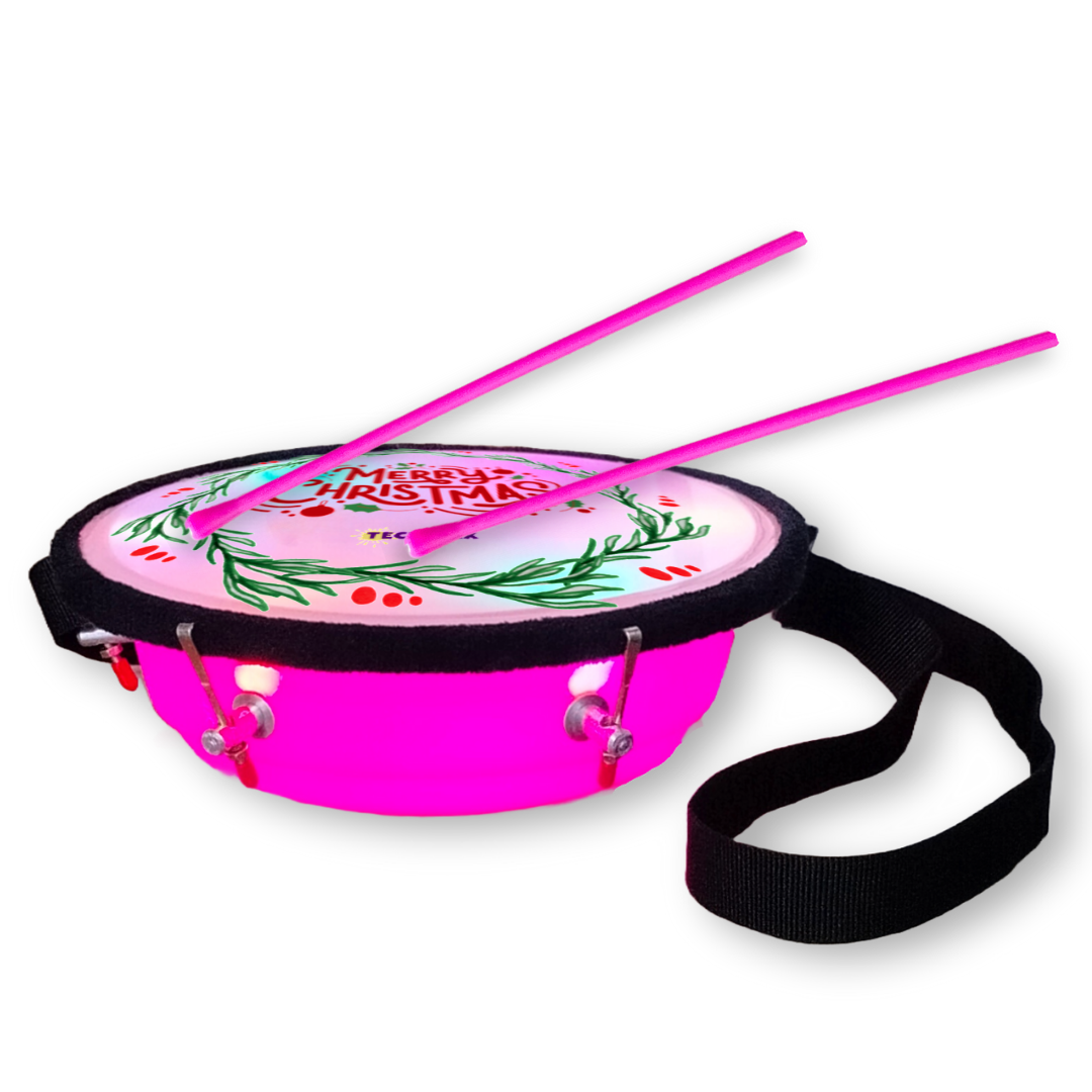 9Inch - Pink - Plastic - Christmas Lighting Drum - Sensor Based - Single Side