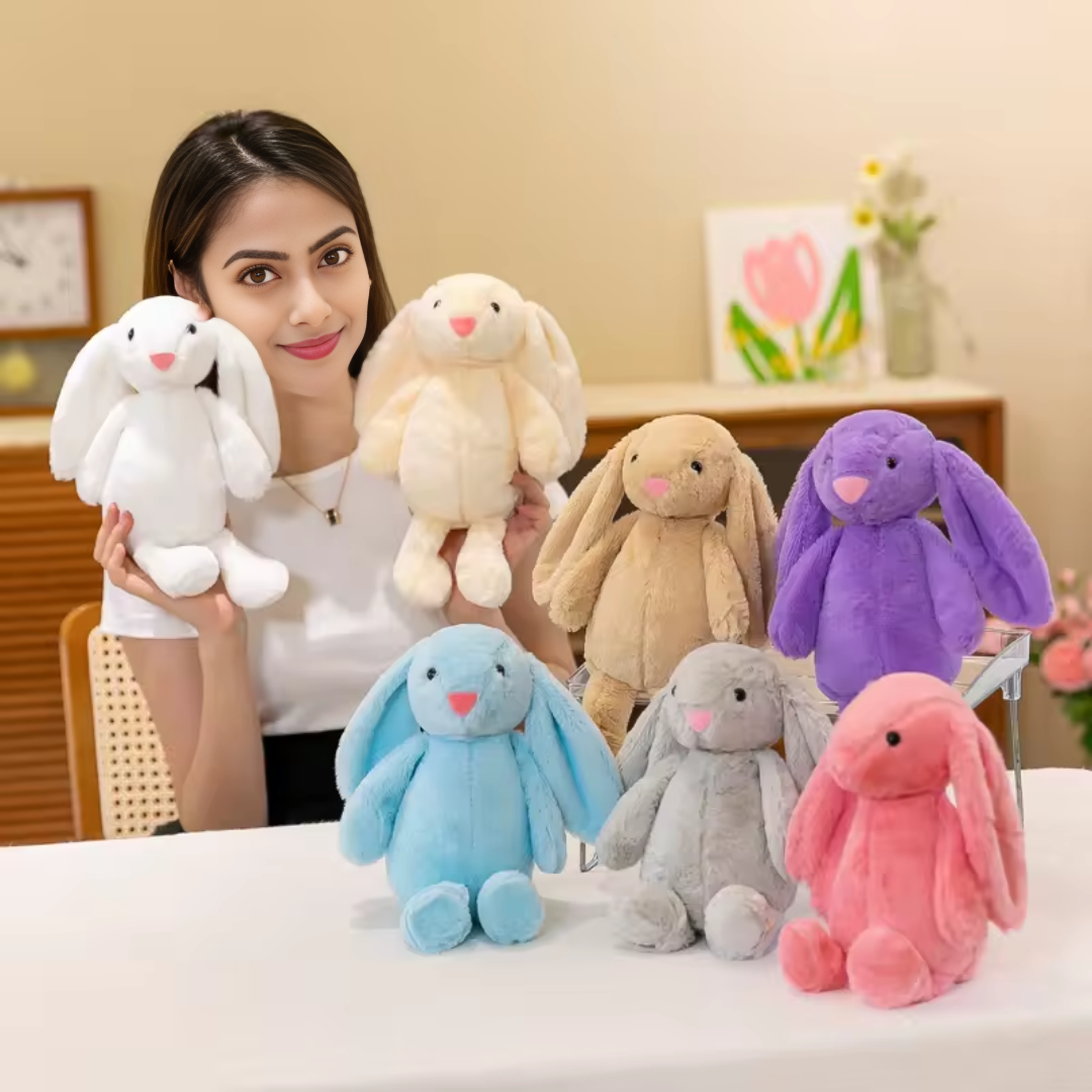 WHITE LONG EAR SIMPLE BUNNY PLUSH TOY