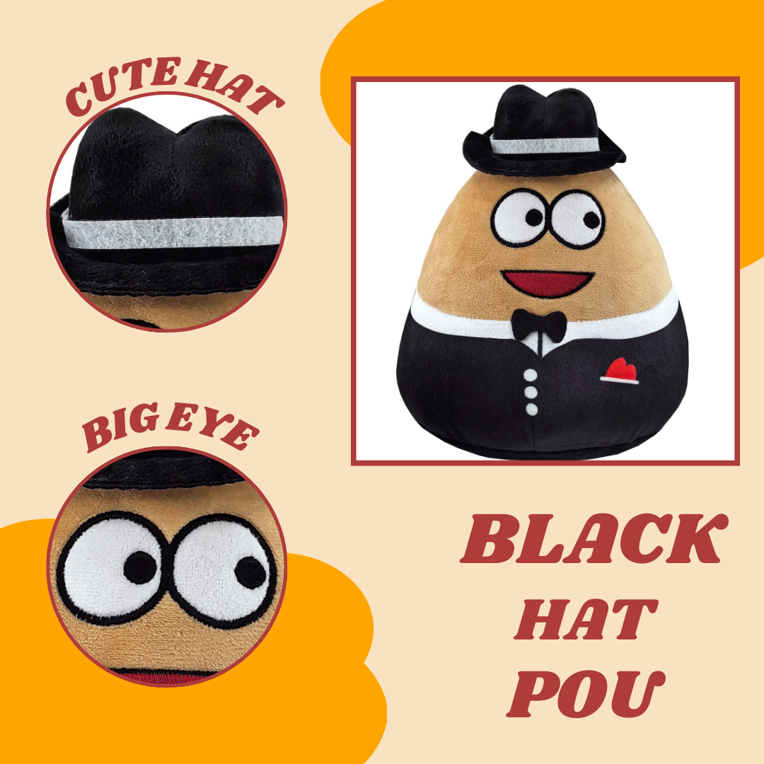 BLACK HAT POU PLUSH TOY