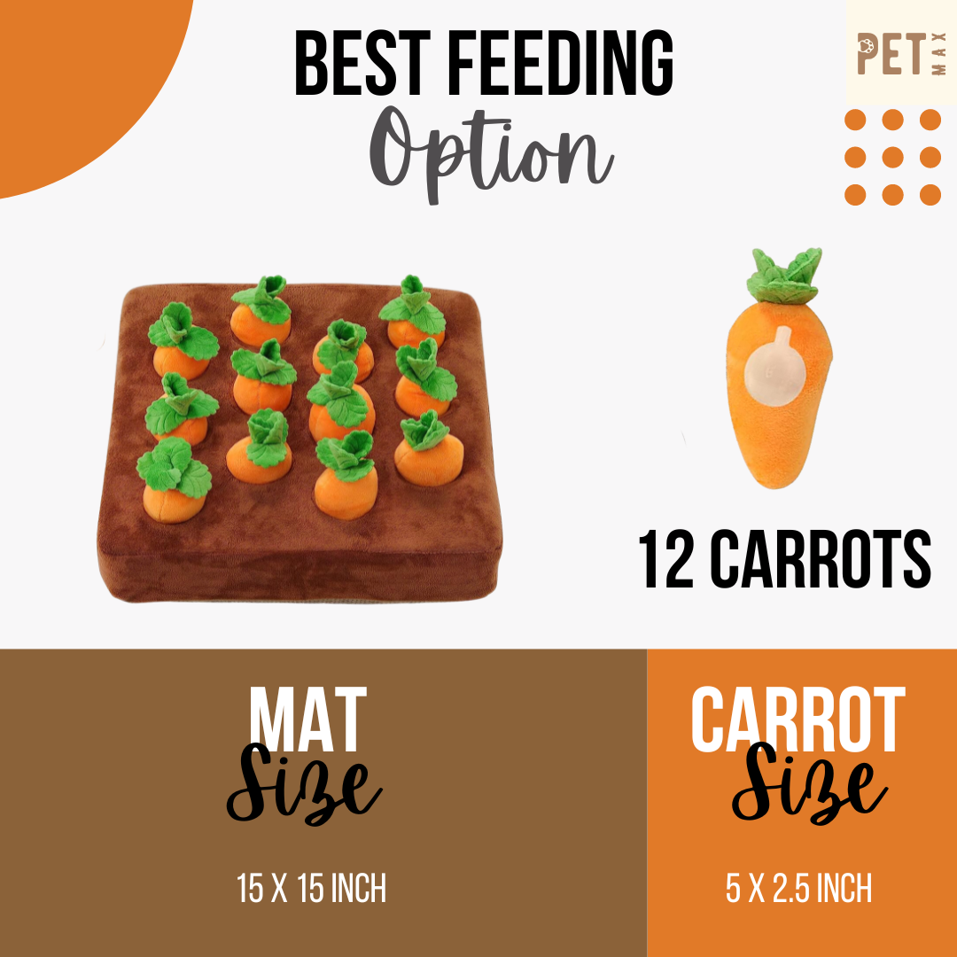 PETMAX Pet Snuffle Mat for Dogs, Stuffed Carrot Plush Feeding Snuffle Mat, Enrichment Pet Foraging mat for Smell Training and Slow Eating, Stress Relief, Dog Puzzle Toys for Small Medium Dogs