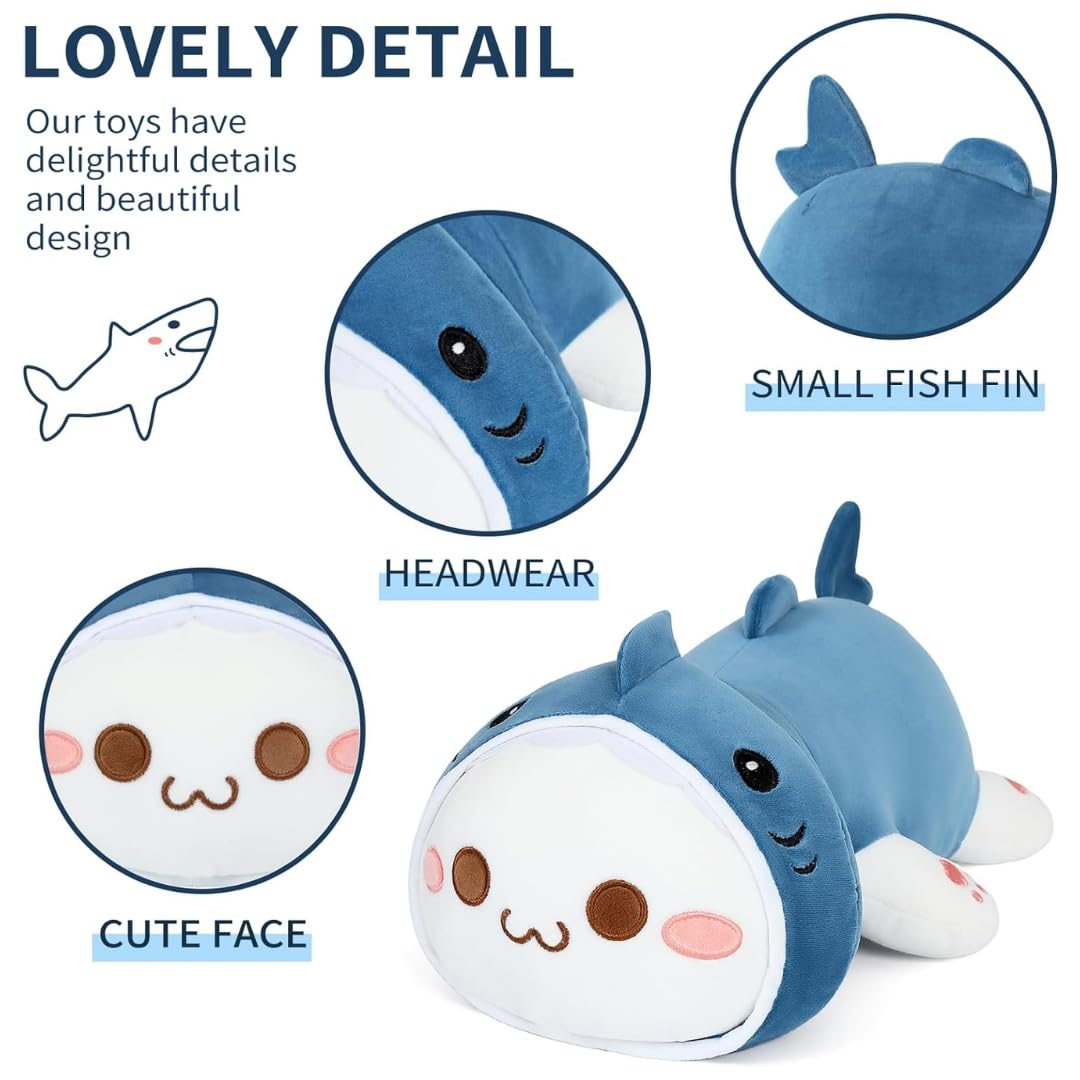 SLEEPY BLUE SHARK CAT PLUSH TOY