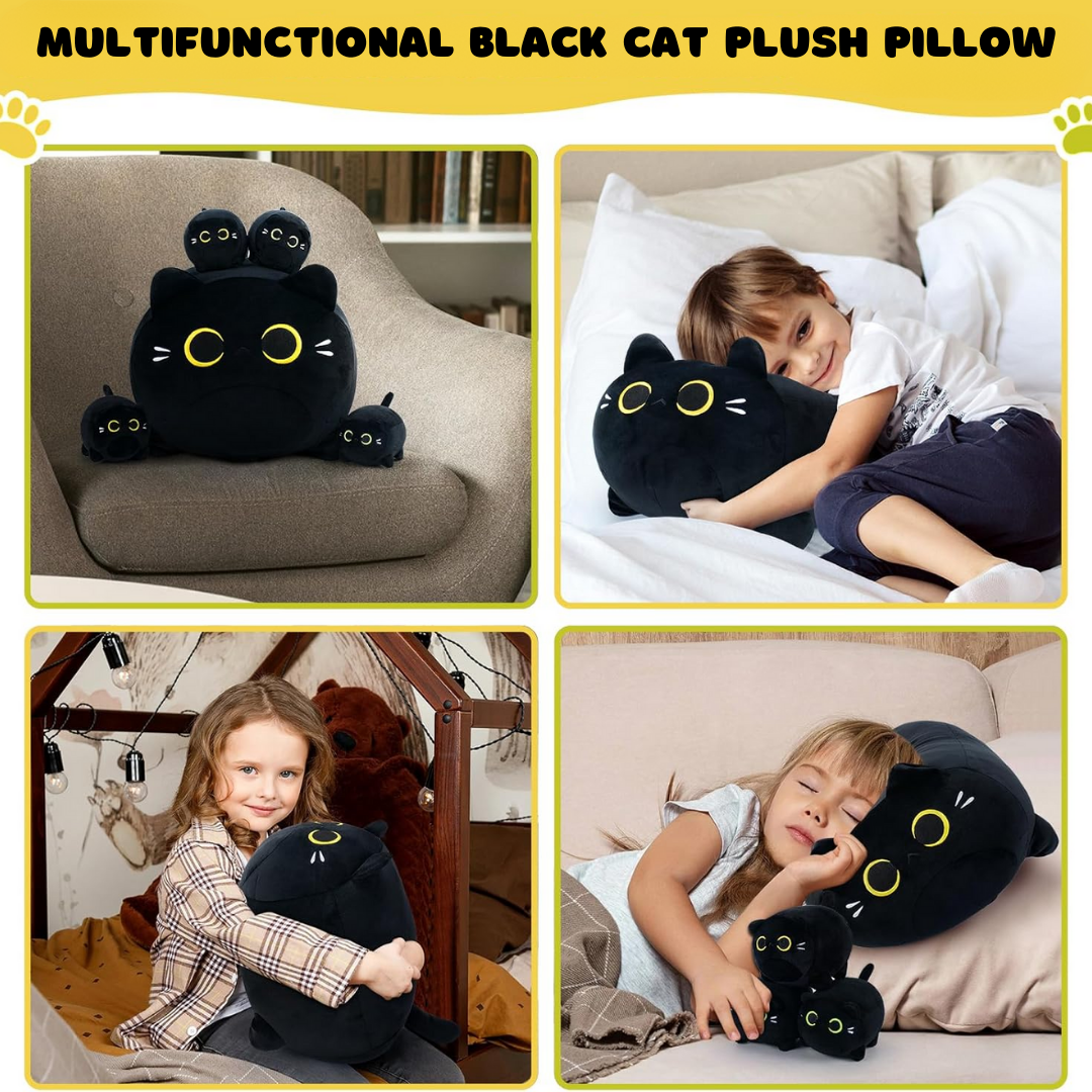 BLACK CAT MOMMY WITH FOUR LITTLE BABIES