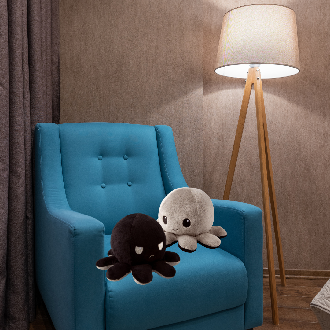 BLACK & GREY REVERSIBLE PLUSH