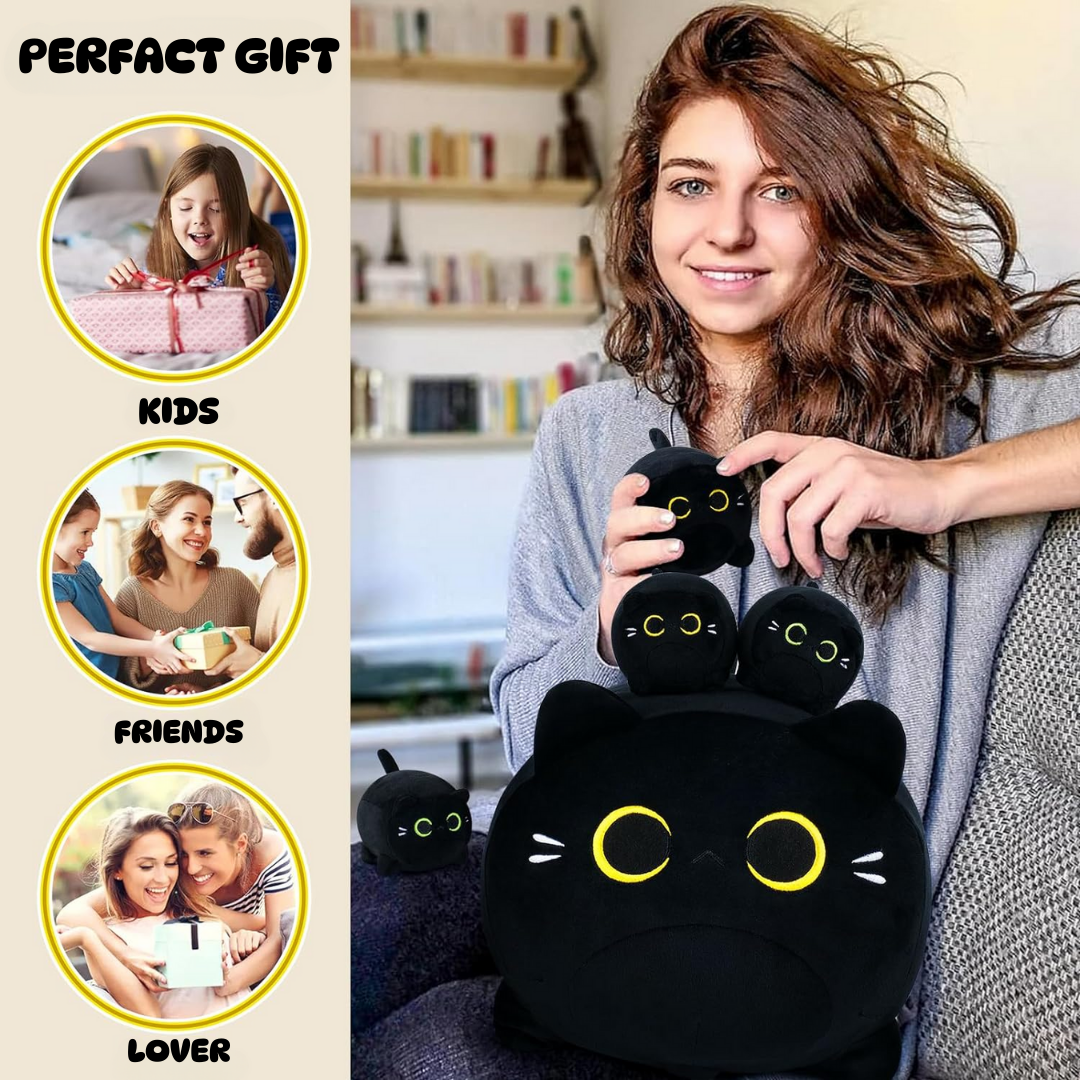 BLACK CAT MOMMY WITH FOUR LITTLE BABIES