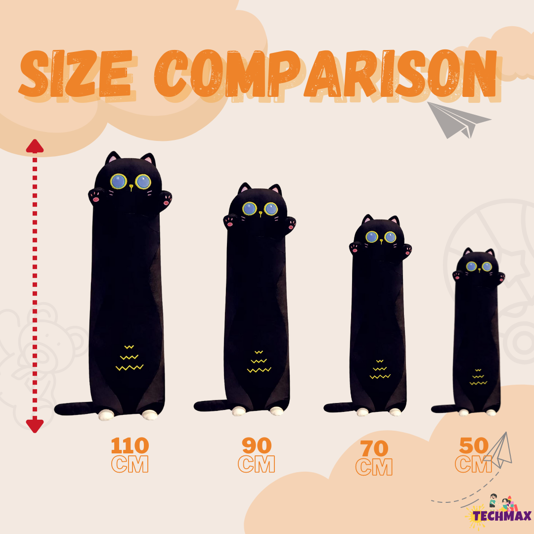 Black Long Cat Plush Pillows