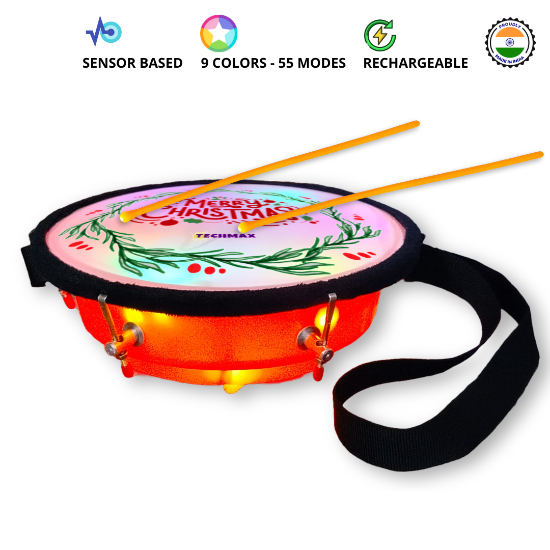 9Inch - Orange - Plastic - Christmas Lighting Drum - Sensor Based - Single Side