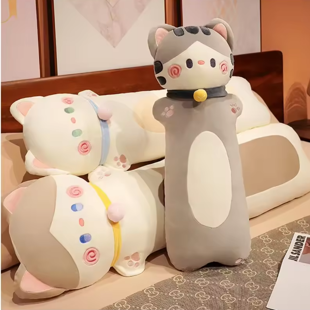 NECK BALL CREAM LONG CAT PLUSH TOY