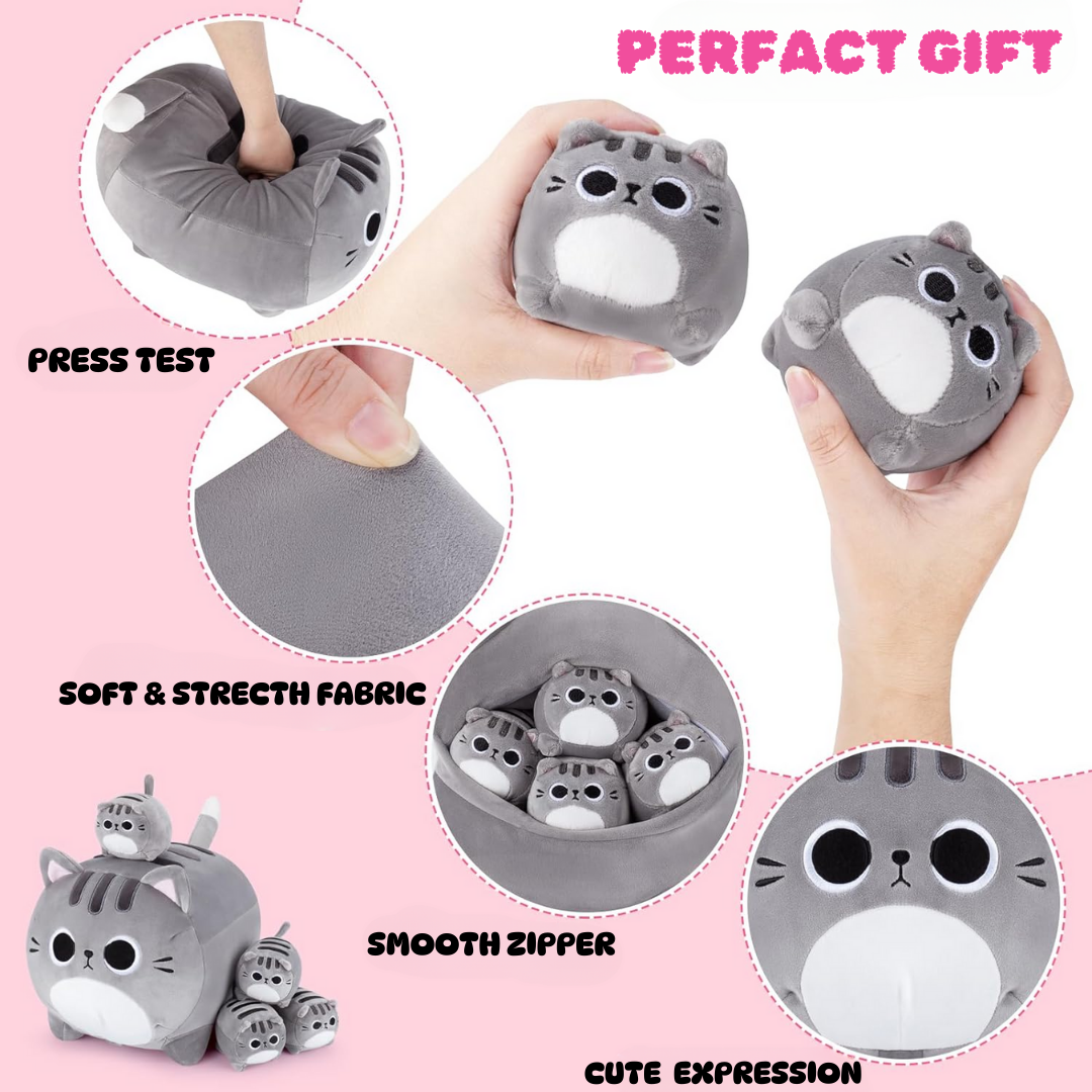 GREY CAT MOMMY & FOUR CUTIES