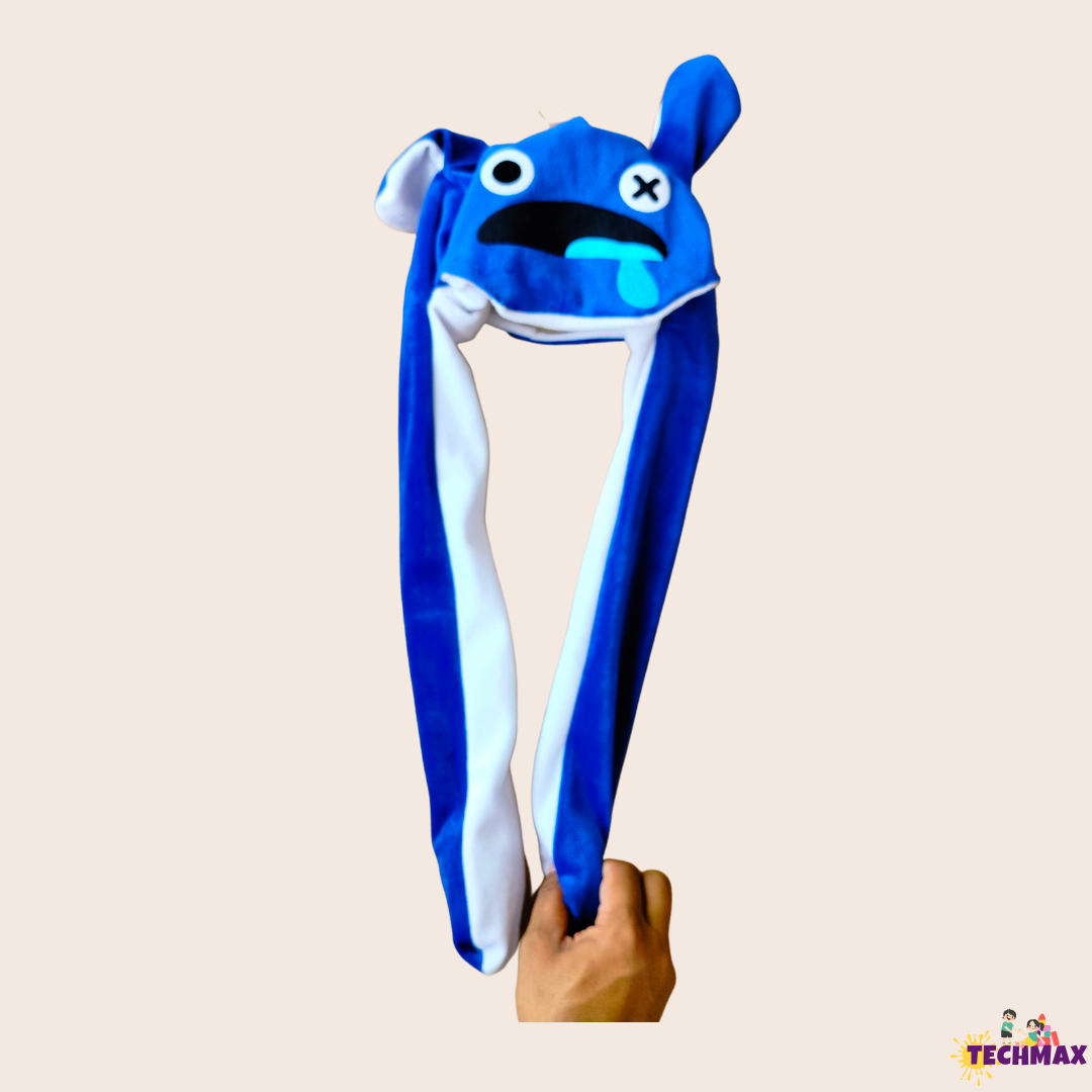 Ear Moving Jumping Dark Blue Hat Plush