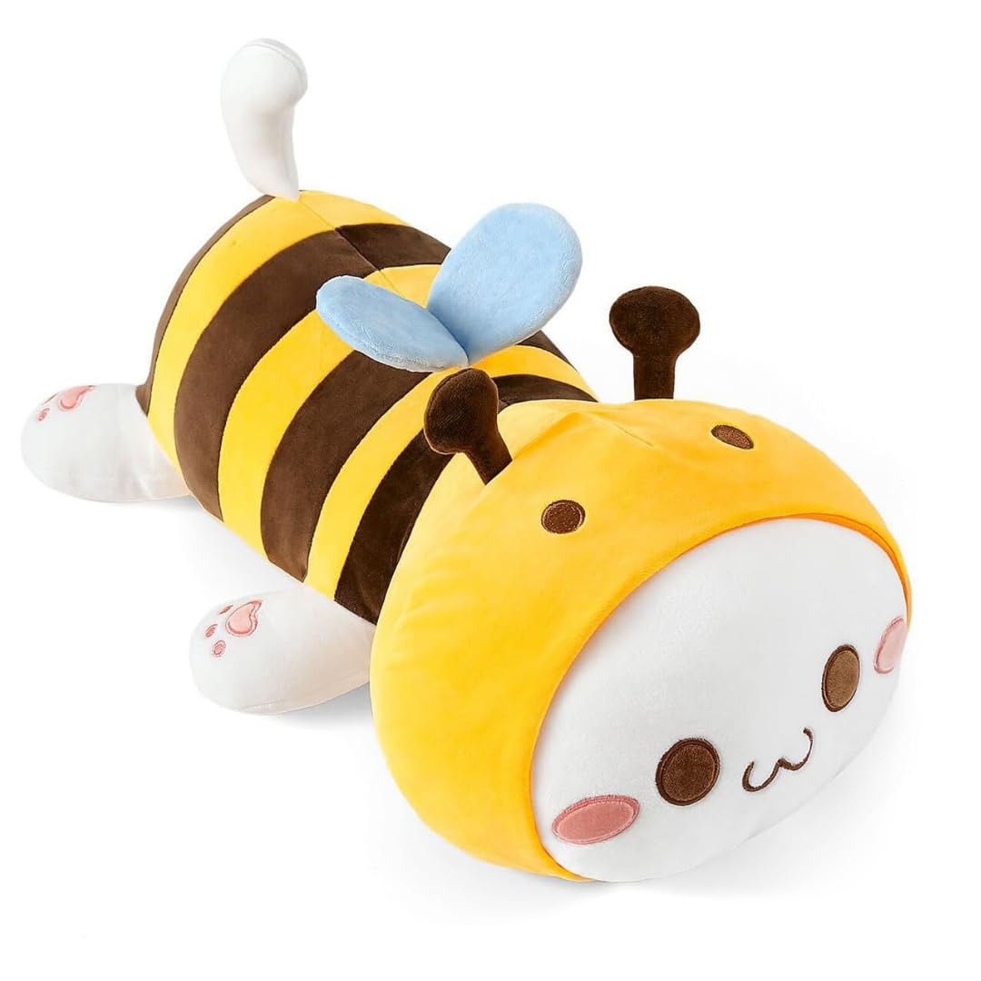 SLEEPY YELLOW BEE CAT PLUSH TOY