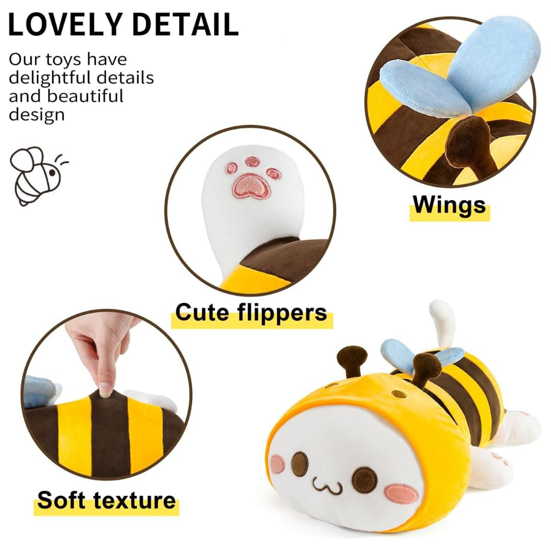 SLEEPY YELLOW BEE CAT PLUSH TOY