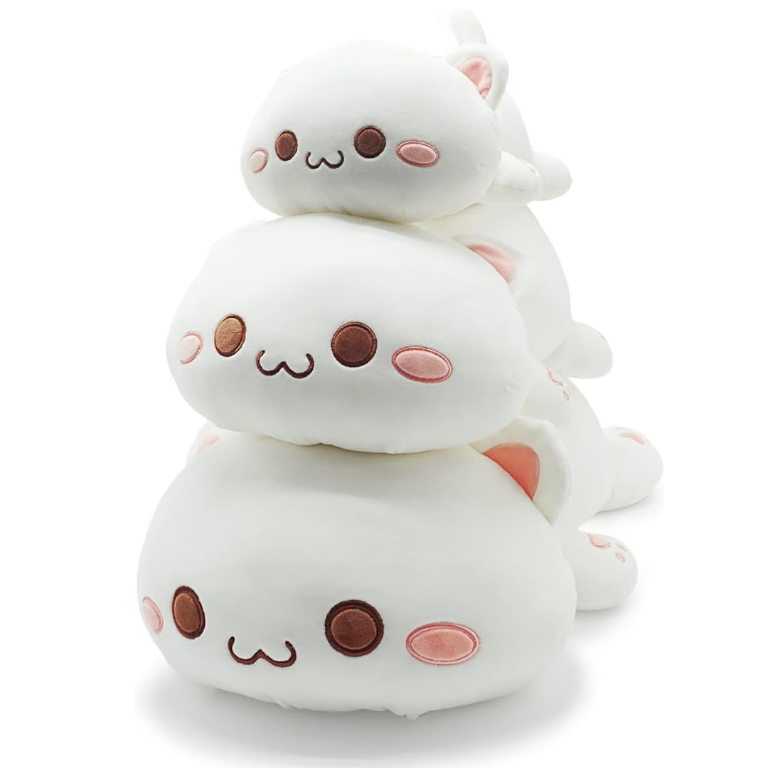 SLEEPY WHITE CAT PLUSH TOY