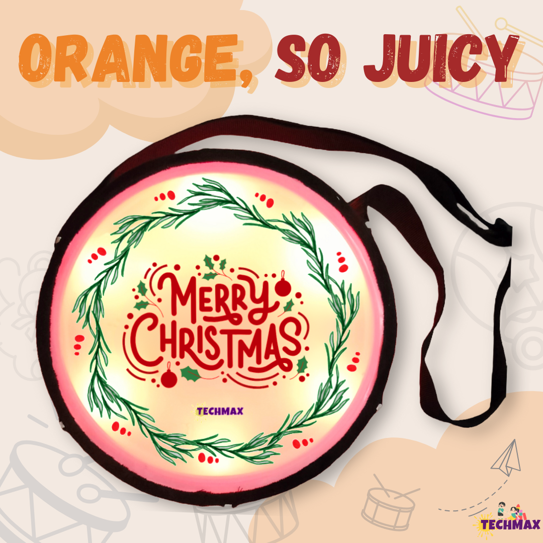 9Inch - Orange - Plastic - Christmas Lighting Drum - Sensor Based - Single Side