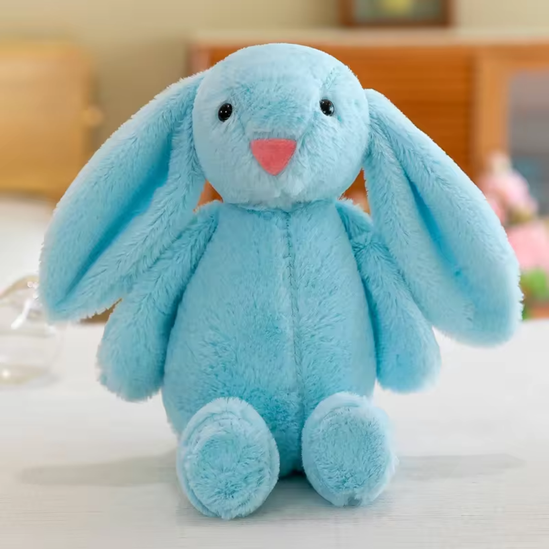 BLUE LONG EAR SIMPLE BUNNY PLUSH TOY