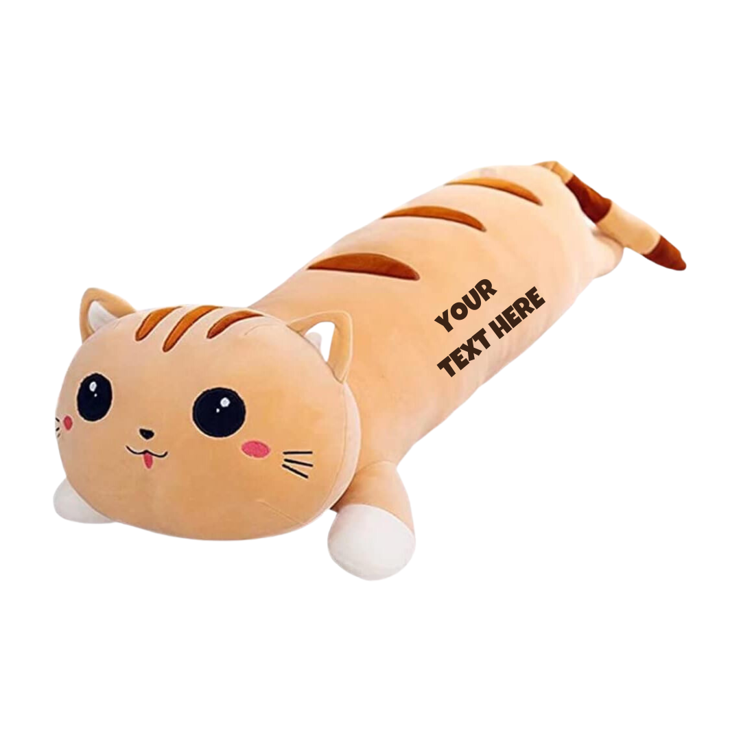 BROWN LONG CAT PILLOW
