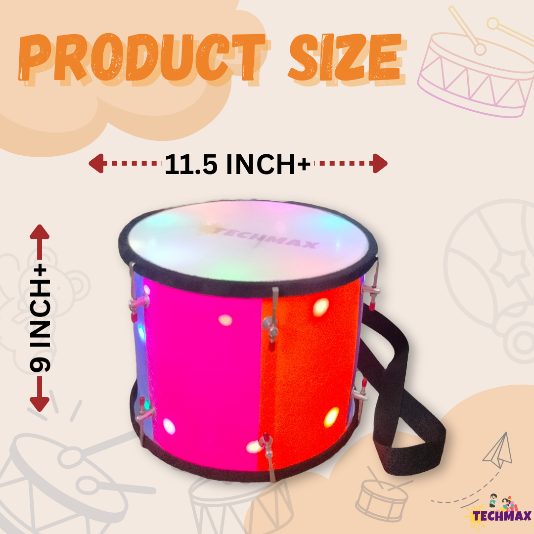 11.5 Inch - Multicolor - Plastic  - Lighting Dholak Tasha - Sensor Based - Double Side