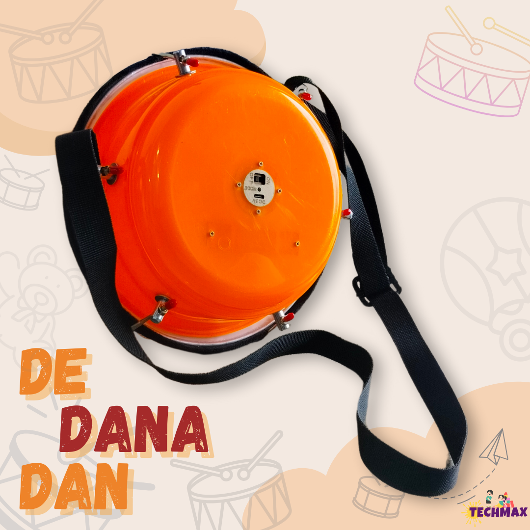 9Inch - Orange - Plastic - Lighting Dholak Tasha - Sensor Based - Single Side