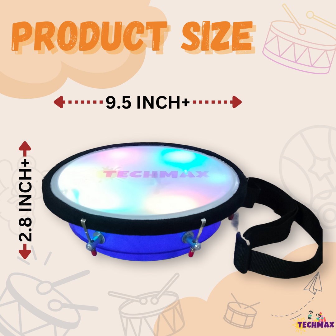 9Inch - Blue - Plastic - Lighting Dholak Tasha - Sensor Based - Single Side