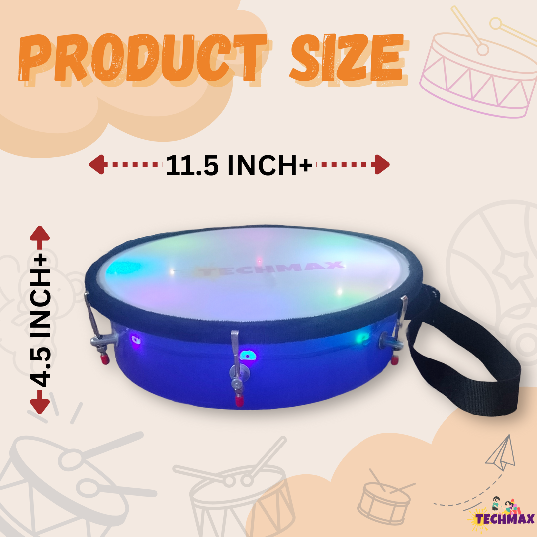 11.5 Inch - Blue - Plastic - Lighting Dholak Tasha - Sensor Based - Single Side