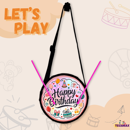 11.5 Inch - Pink - Plastic - Happy Birthday Lighting Drum - Sensor Based - Double Side