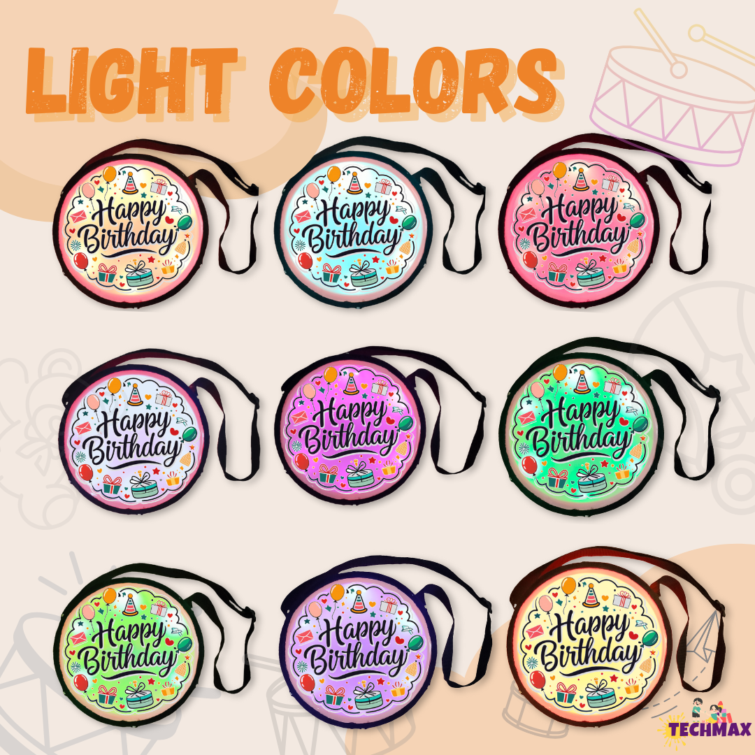 11.5 Inch - Orange - Plastic  - Happy Birthday Lighting Drum - Sensor Based - Single Side
