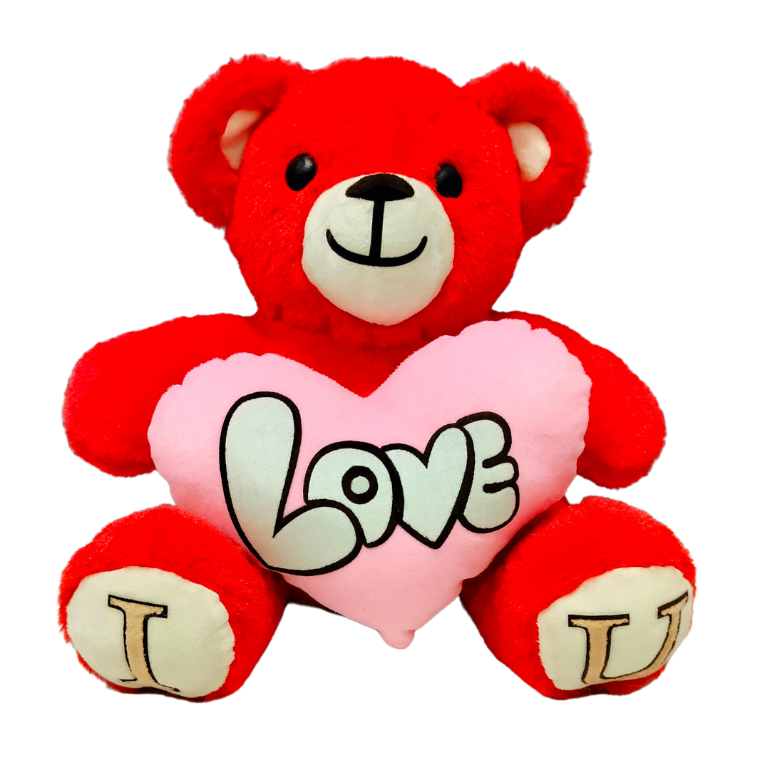 Red Skin Color - I Love You Teddy Bear - Love Bear