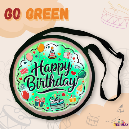 11.5 Inch - Orange - Plastic - Happy Birthday Lighting Drum - Sensor Based - Double Side