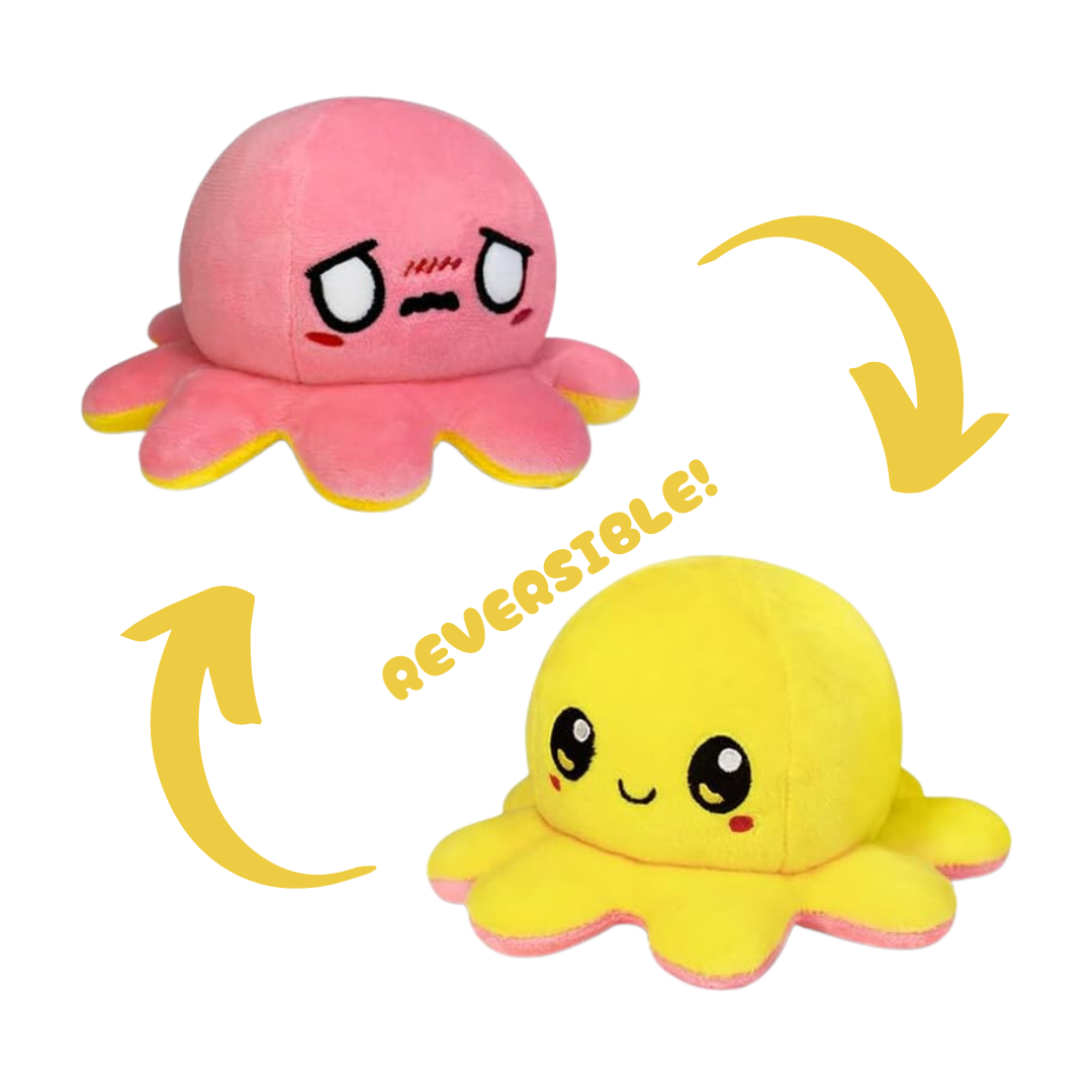 HAPPY YELLOW & WORRIED PINK REVERSIBLE PLUSH