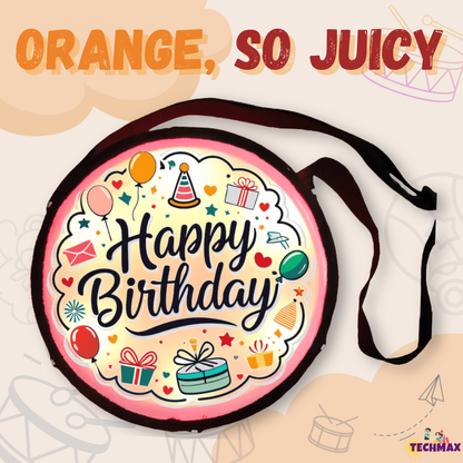 11.5 Inch - Orange - Plastic - Happy Birthday Lighting Drum - Sensor Based - Double Side
