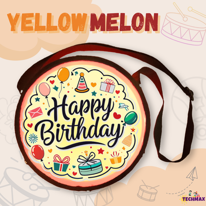 11.5 Inch - Orange - Plastic - Happy Birthday Lighting Drum - Sensor Based - Double Side