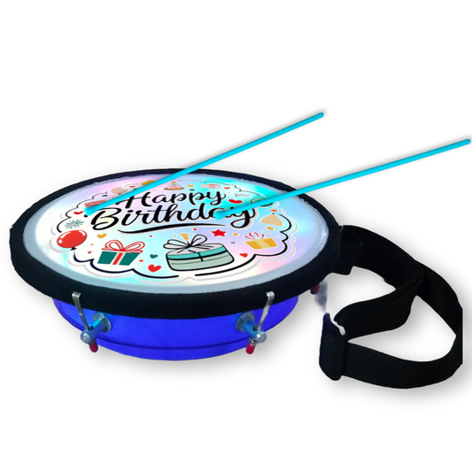 9Inch - Blue - Plastic  - Happy Birthday Lighting Drum - Sensor Based - Single Side