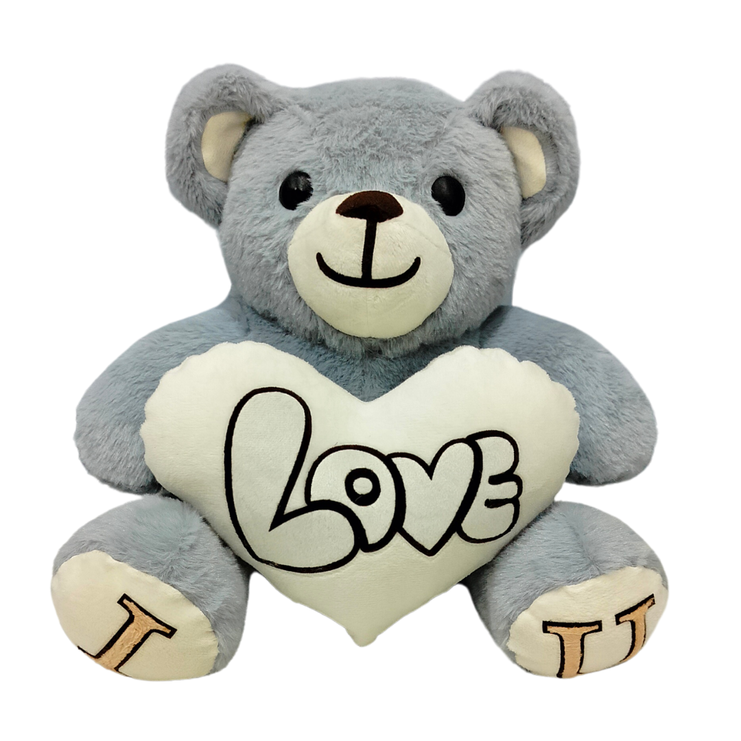 Dark Grey Skin Color - I Love You Teddy Bear - Love Bear