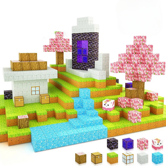 Magnetic Building Blocks- Cherry Blossom Theme