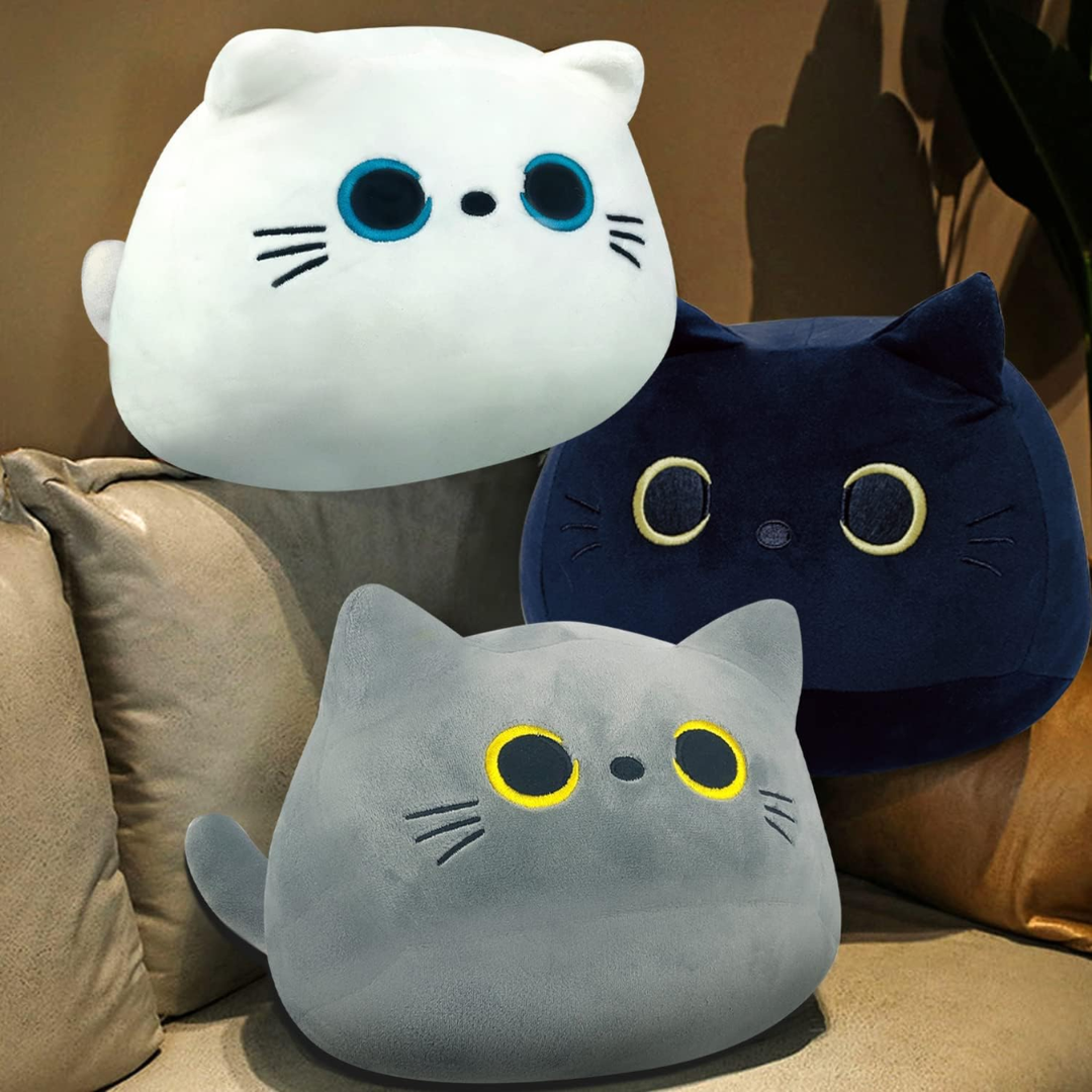 3D Grey Cute Kawaii Cat Plush Soft Toy