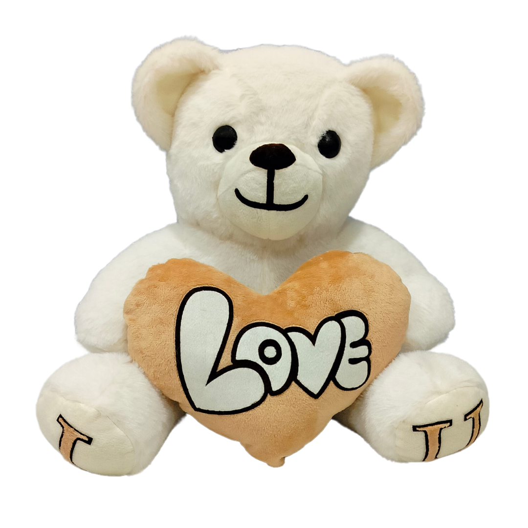 Off White Skin Color - I Love You Teddy Bear - Love Bear