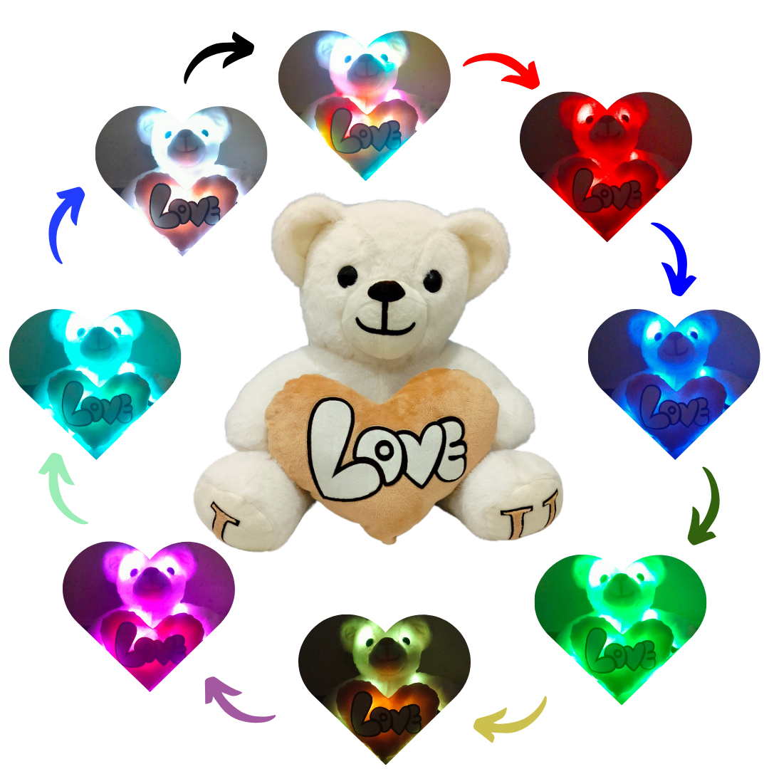 Off White Skin Color - I Love You Teddy Bear - Love Bear