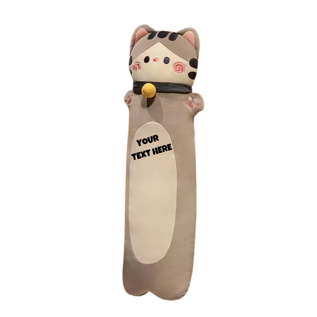 NECK BALL GREY LONG CAT PLUSH TOY