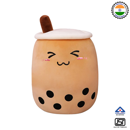 BROWN CLOSE EYE BOBA TEA PLUSH