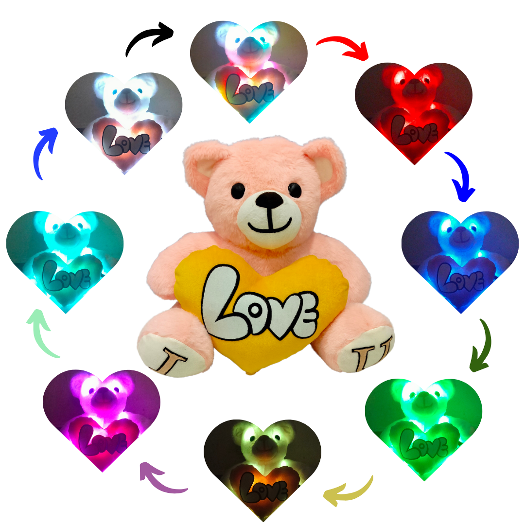 Peach Skin Color - I Love You Teddy Bear - Love Bear