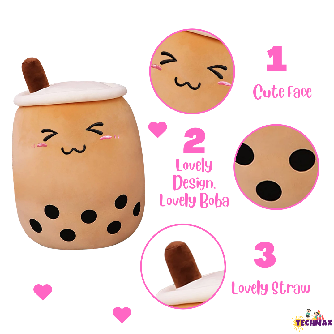 BROWN CLOSE EYE BOBA TEA PLUSH