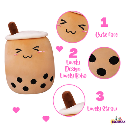 BROWN CLOSE EYE BOBA TEA PLUSH