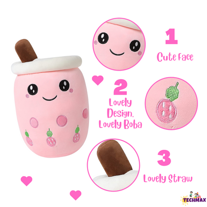 PINK OPEN EYE BOBA TEA PLUSH